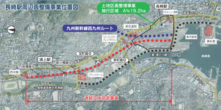 長崎駅周辺再整備事業位置図
