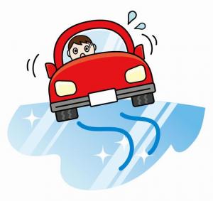 スリップする車のイラスト