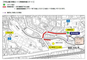平和公園移動ルート（原爆資料館→原子爆弾落下中心地）