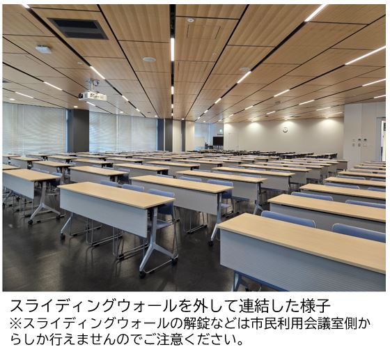 市民利用会議室と多目的スペースを連結した写真