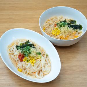 高島トマトうどんの温製と冷製