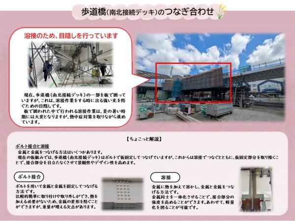 南北接続デッキのつなぎ合わせについて説明している画像です