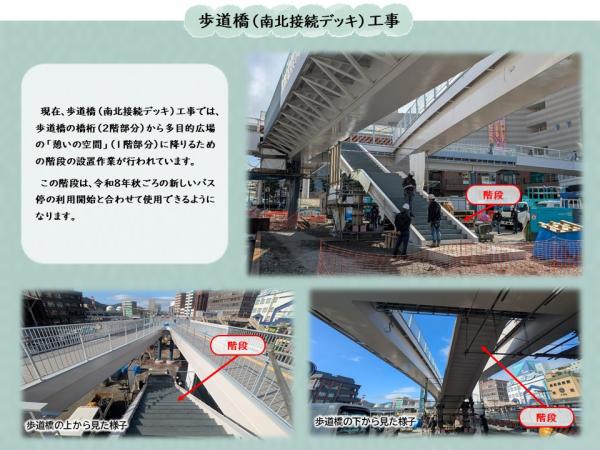 南北接続デッキの現状を説明している写真です