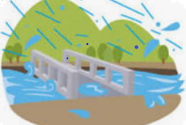 河川の増水のイラスト