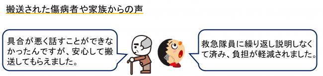 搬送された傷病者や家族からの声