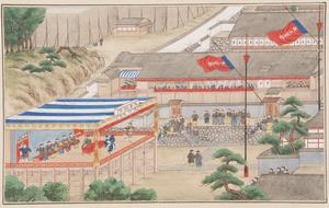 川原慶賀「「唐蘭館絵巻」より「観劇図」（長崎歴史文化博物館蔵）の画像