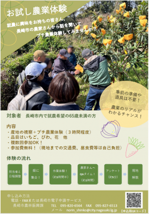 お試し農業体験チラシ