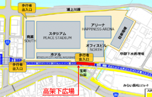スタジアムシティ前高架下広場　位置図　